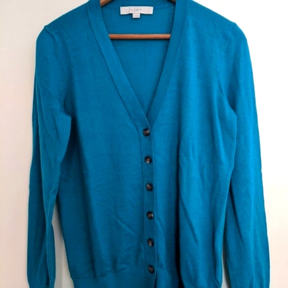Ann Taylor Loft Turquoise Blue Sweater Size M - Picture 2 of 8